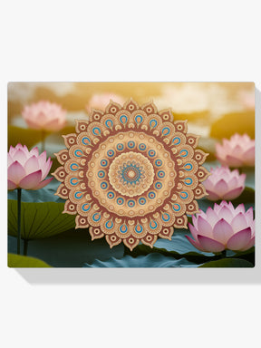 Diamantmaleri - Gylden mandala med indviklede detaljer