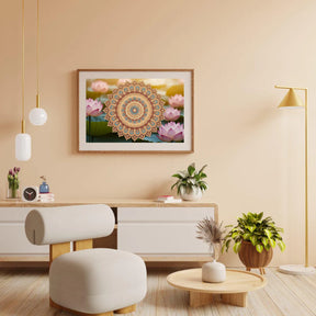 Diamantmaleri - Gylden mandala med indviklede detaljer