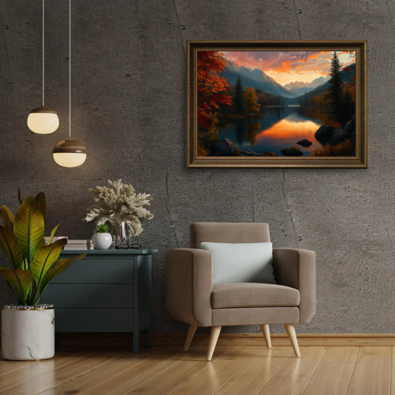 Diamantmaleri - Gylden Solnedgang Sø