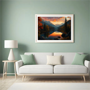 Diamantmaleri - Gylden Solnedgang Sø