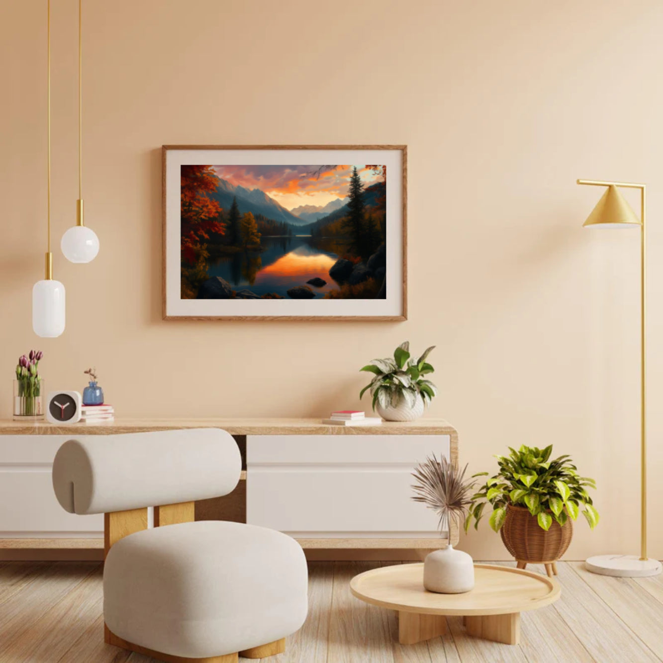 Diamantmaleri - Gylden Solnedgang Sø