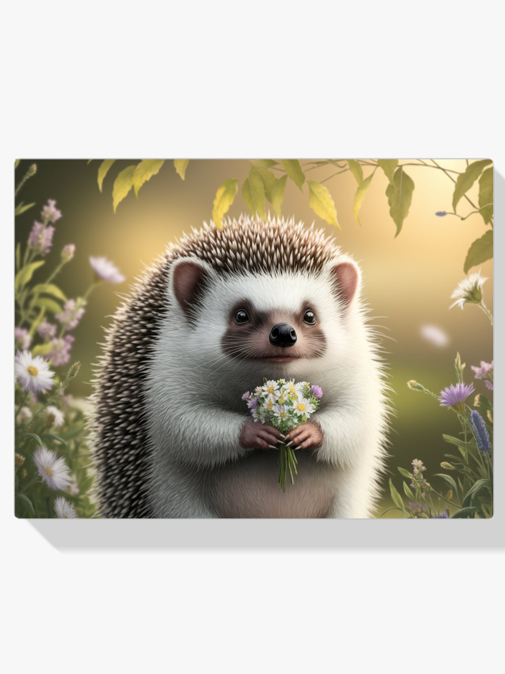 Diamantmaleri - Finurlig pindsvin med blomsterdetaljer