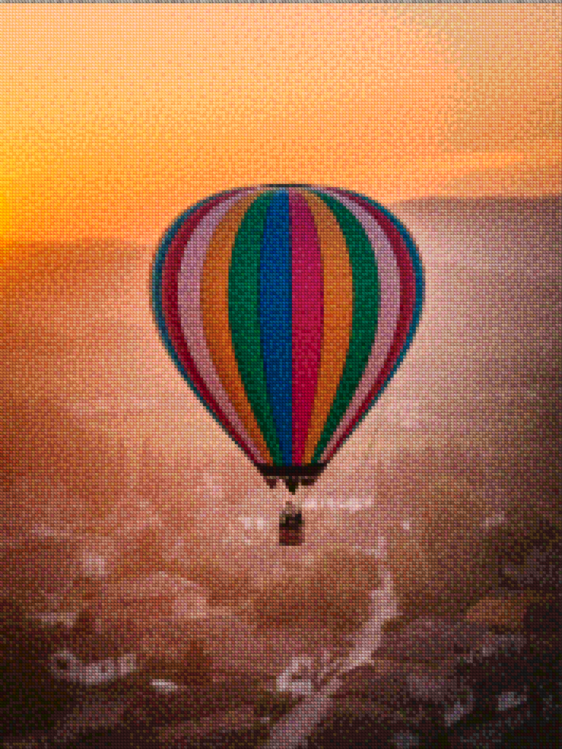 Diamantmaleri - Finurlige varmluftsballoner over en landsby