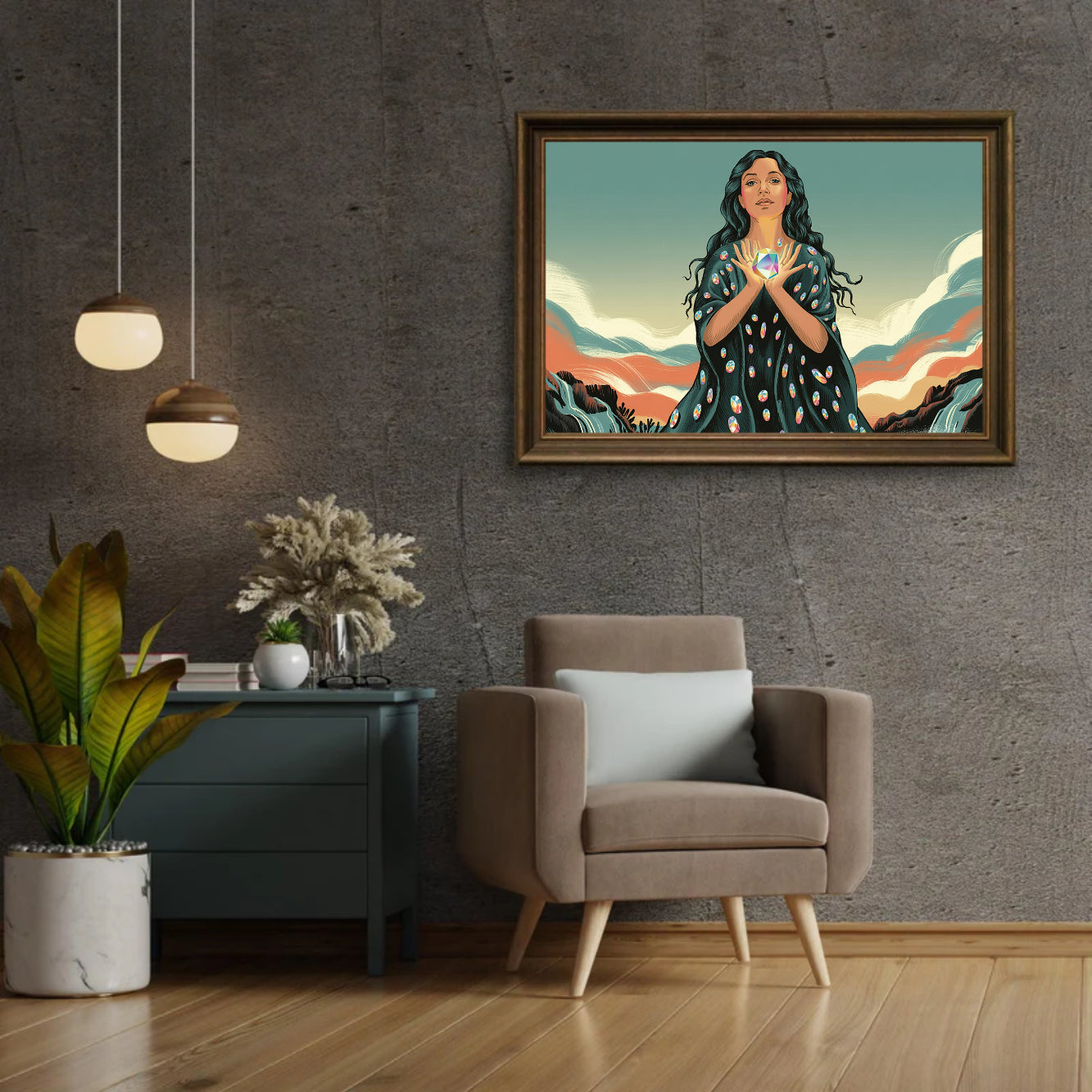 Diamantmaleri - Hjerte i hendes hænder