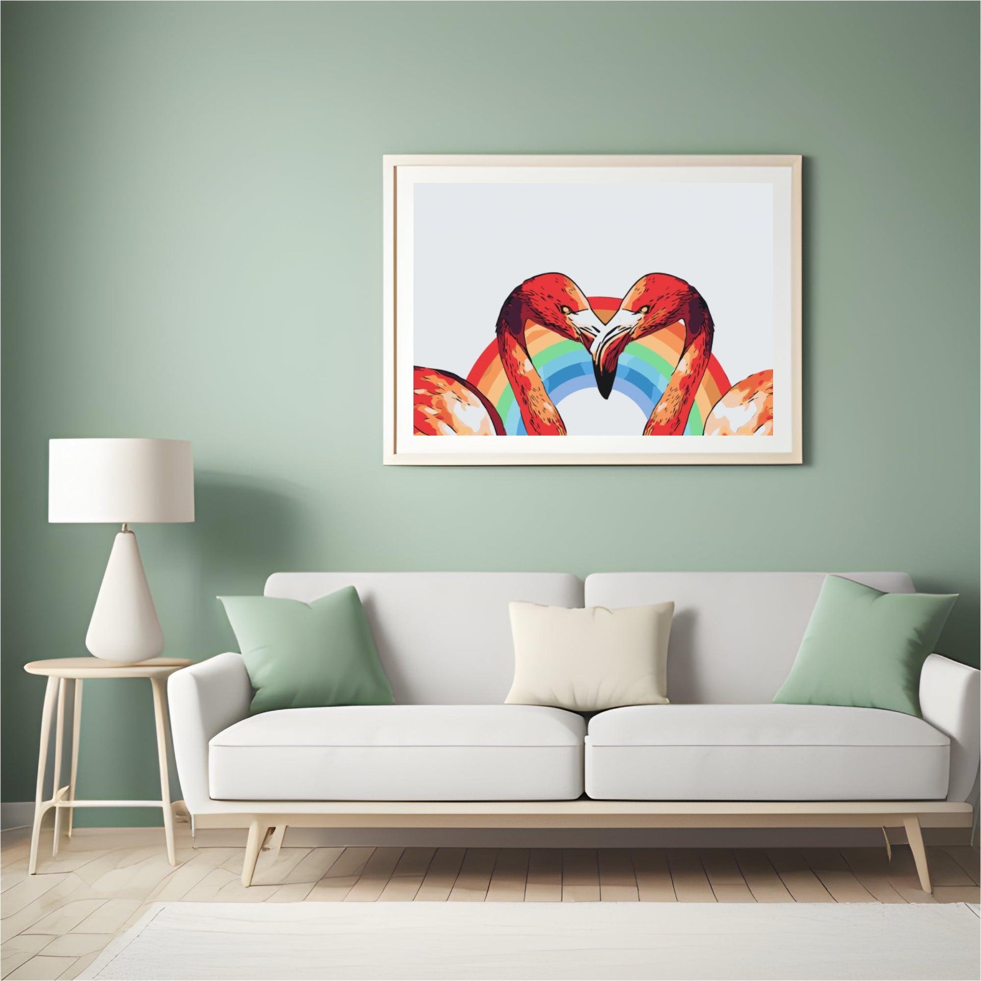 Diamantmaling - Hjerteformede flamingoer - SEOS®