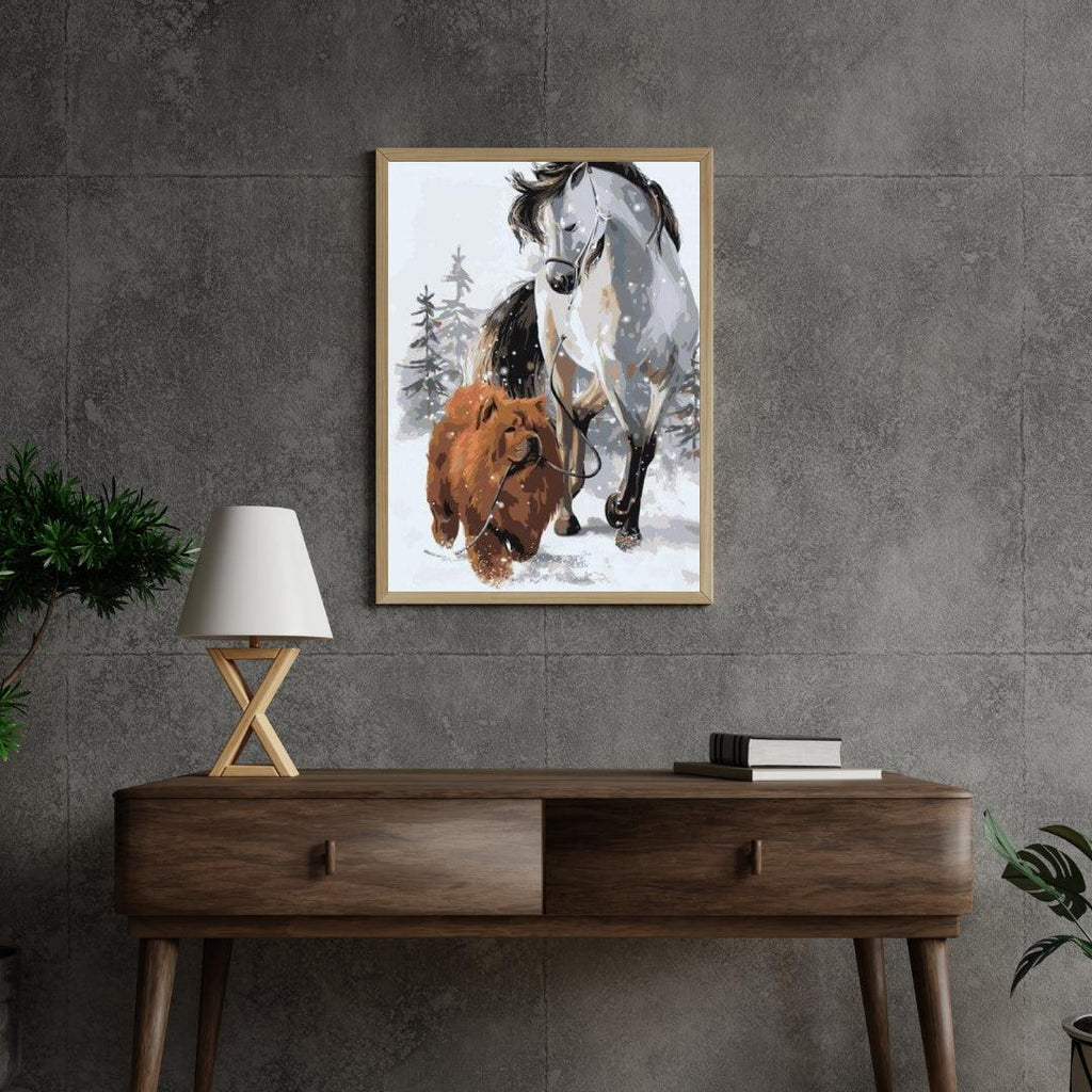 Diamantmaleri - Hund med hest - SEOS®