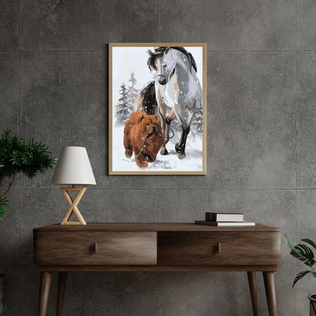 Diamantmaleri - Hund med hest - SEOS®