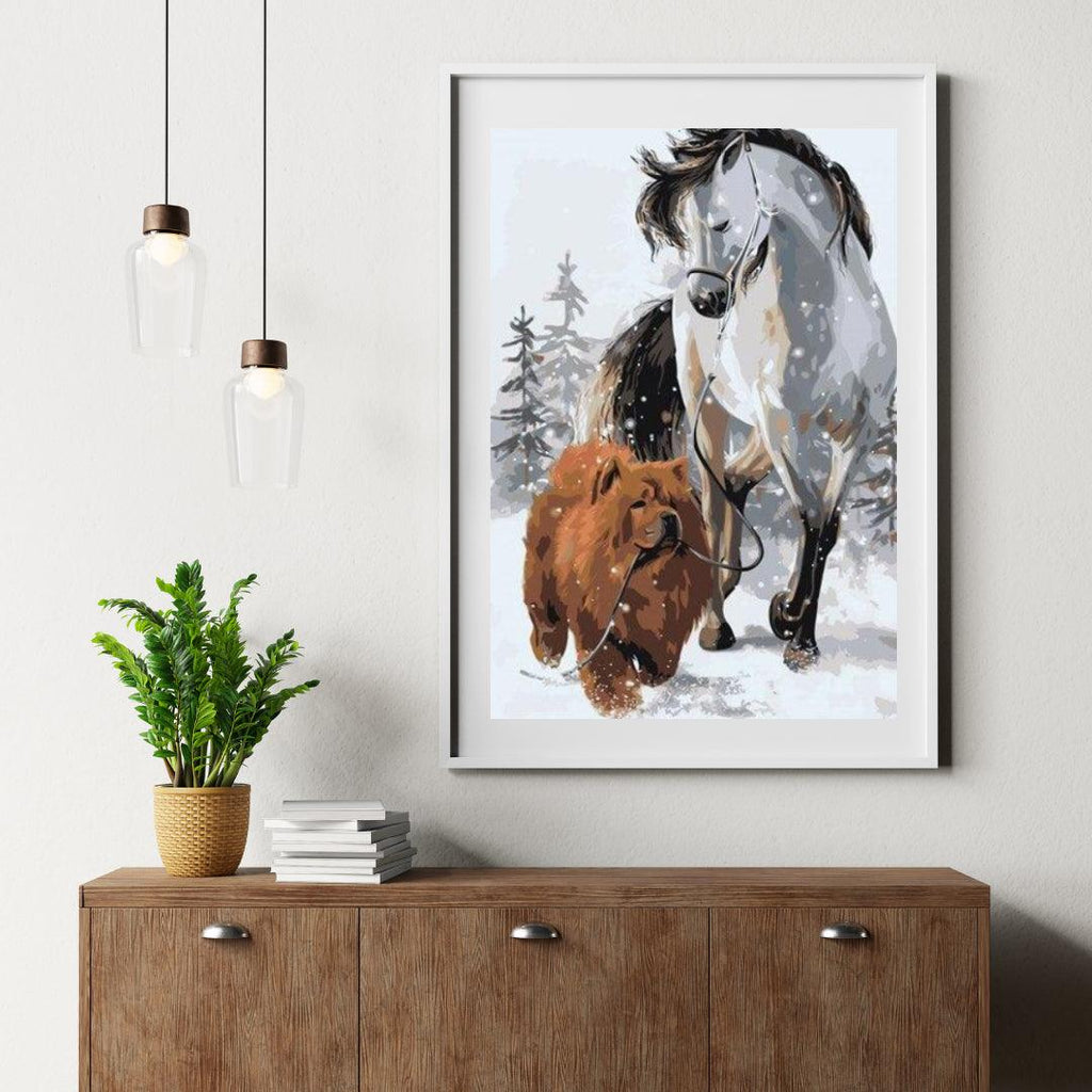 Diamantmaleri - Hund med hest - SEOS®
