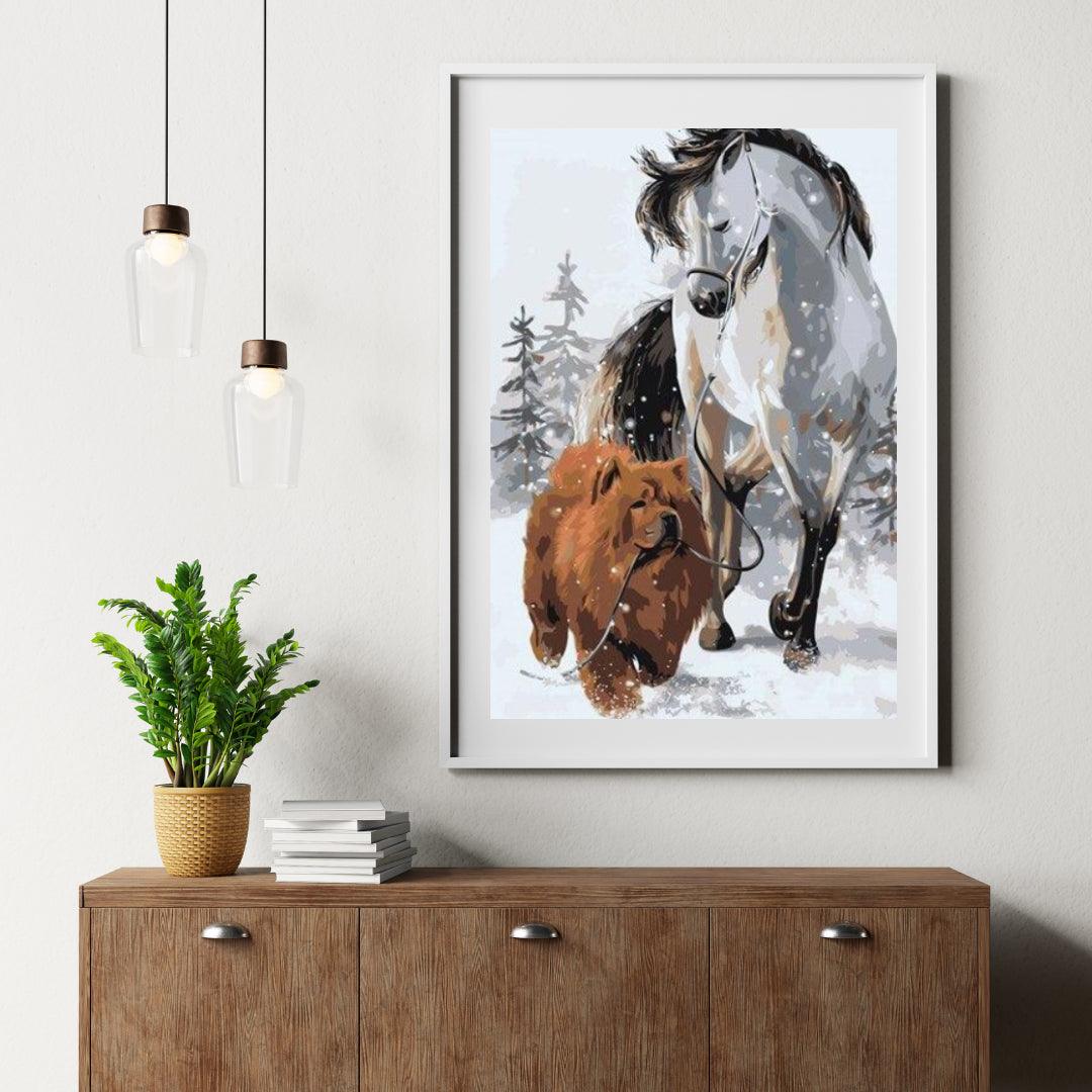Diamantmaleri - Hund med hest - SEOS®
