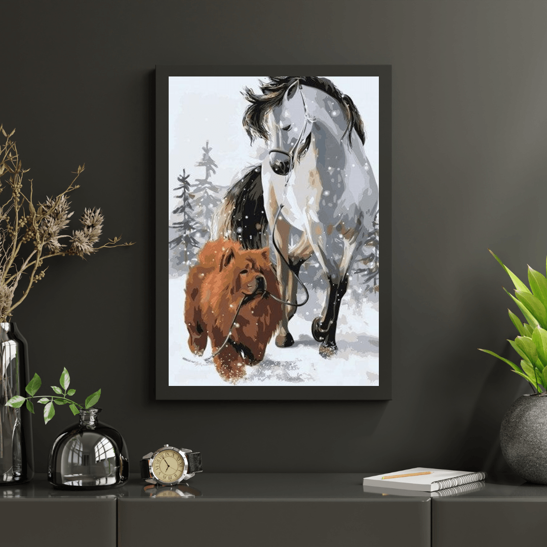 Diamantmaleri - Hund med hest - SEOS®