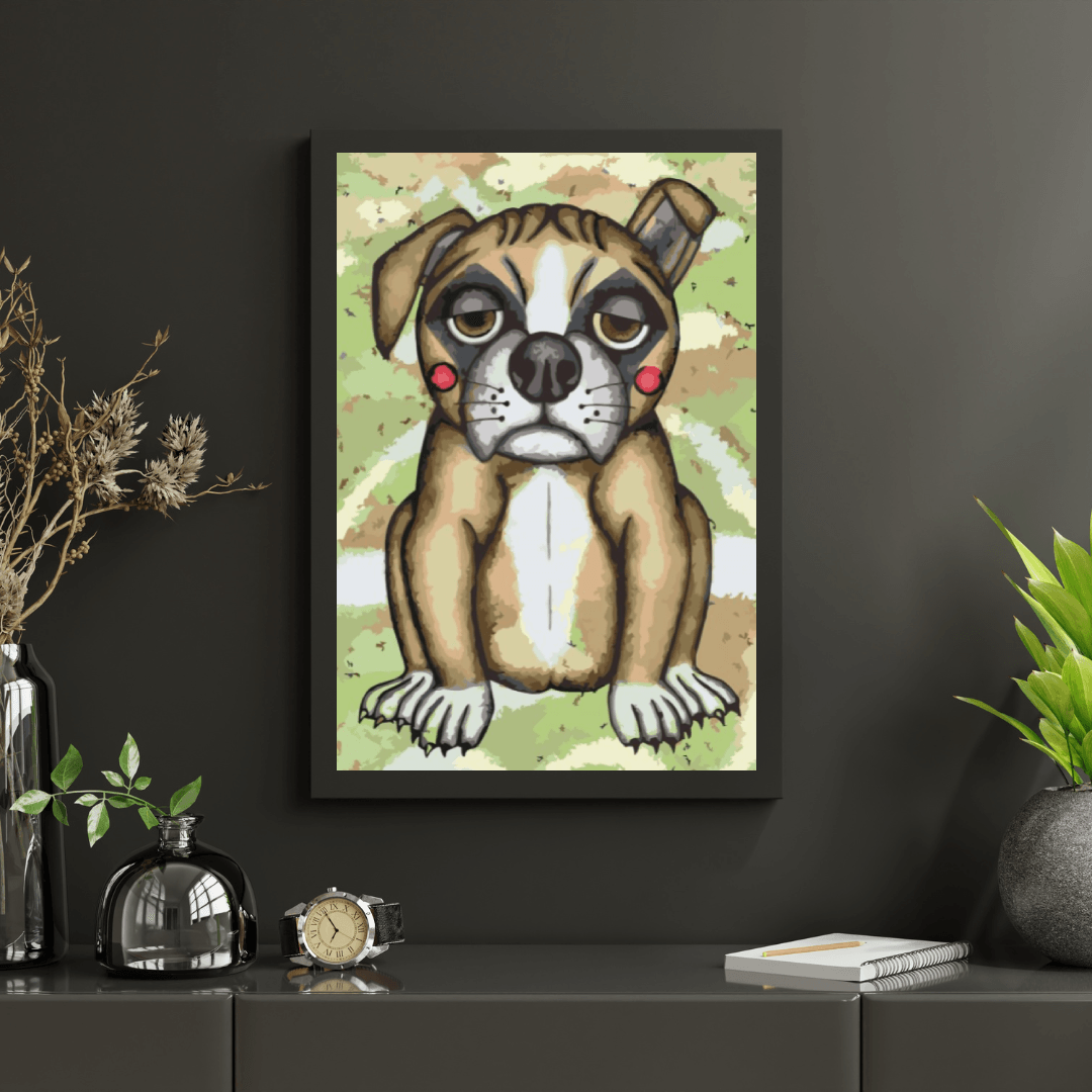 Diamantmaleri - Hund med lyserøde kinder - SEOS®