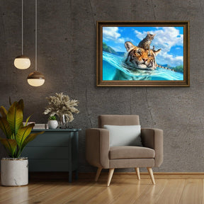 Diamantmaling - Kat og tiger i havet - SEOS®