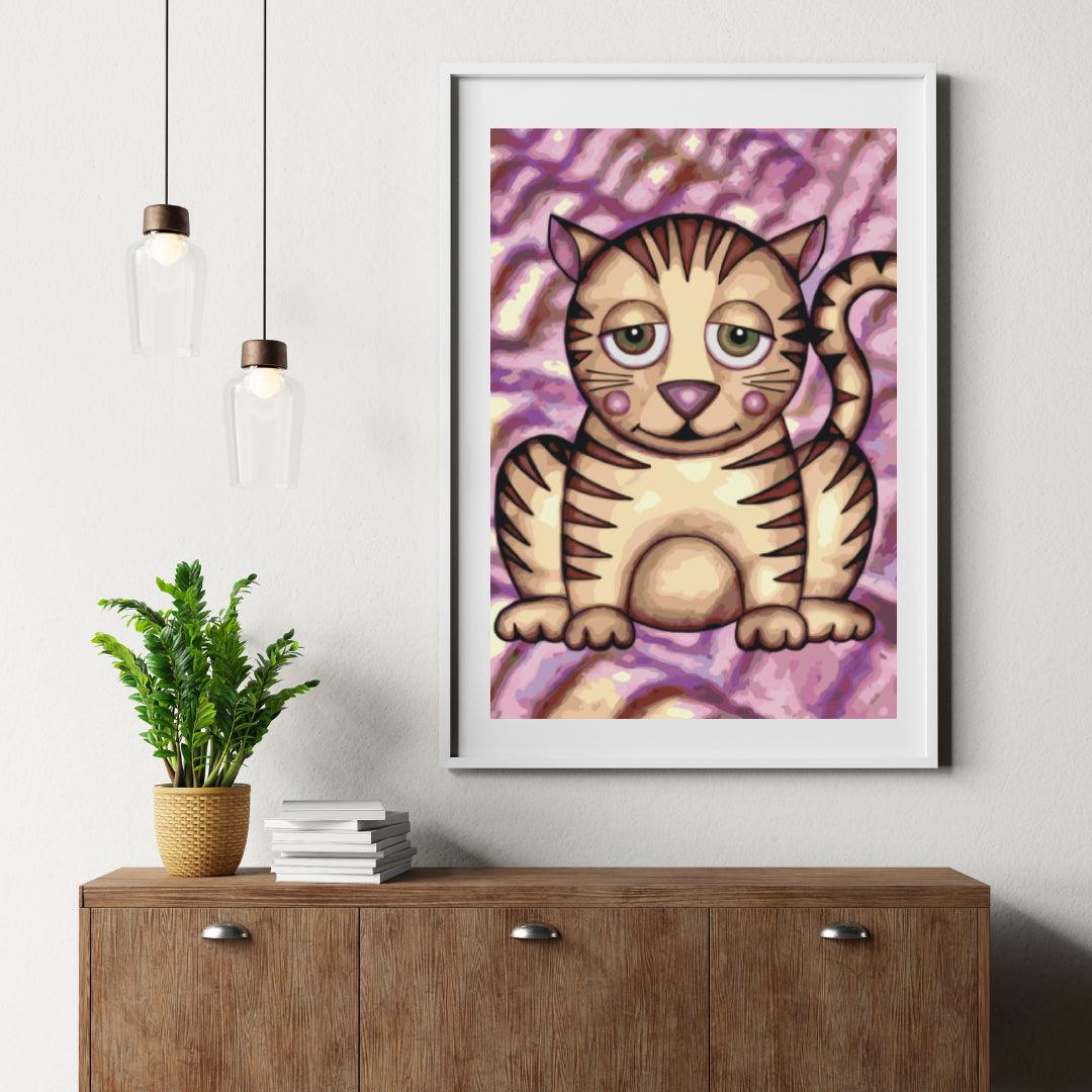 Diamantmaleri - Kat med lilla kinder - SEOS®