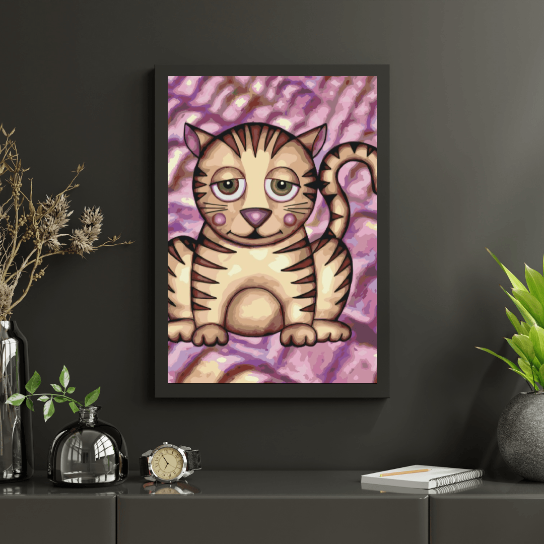 Diamantmaleri - Kat med lilla kinder - SEOS®