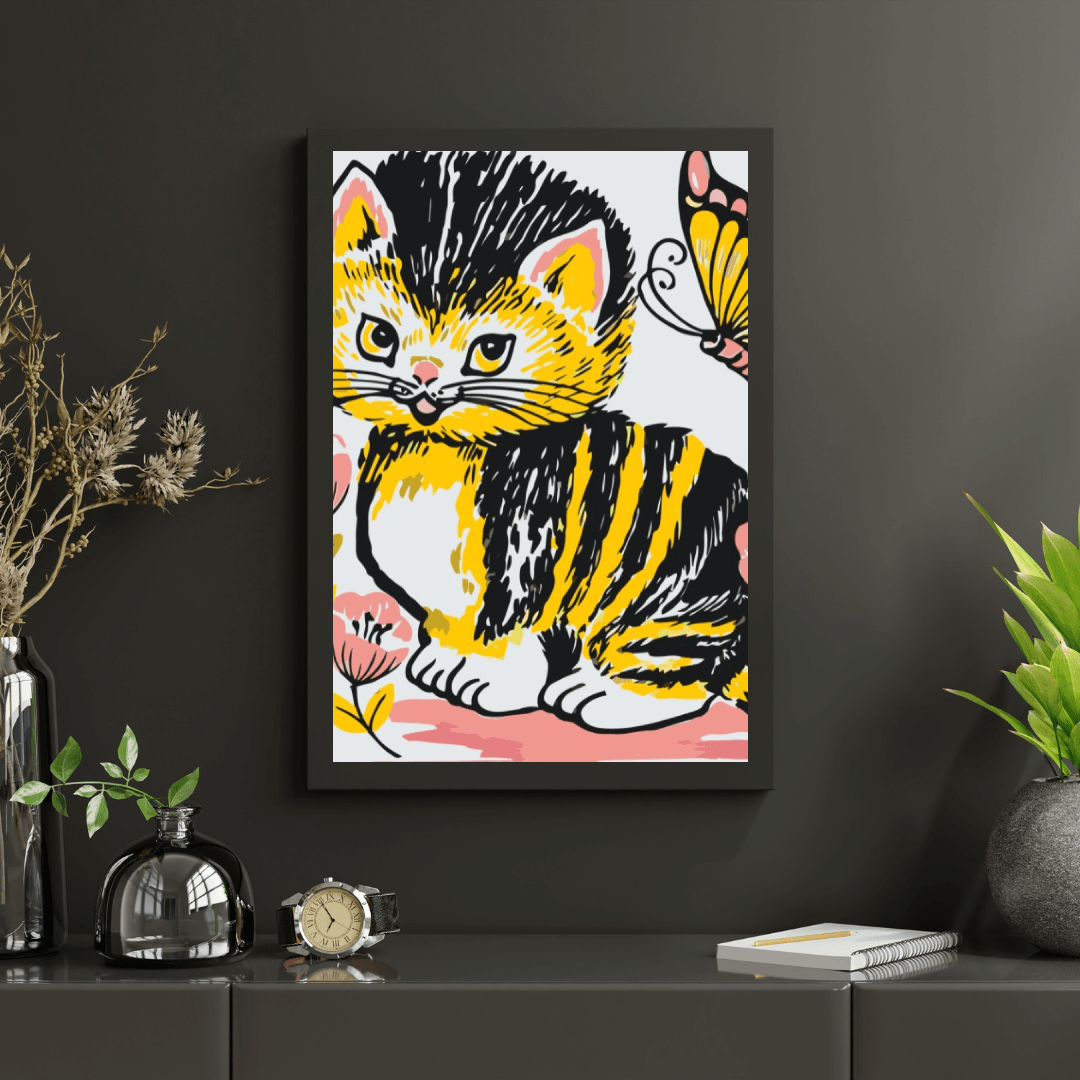 Diamantmaleri - Kat med sommerfugl - SEOS®