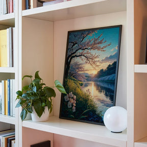 Diamantmaleri - Kirsebærblomster i skumringen