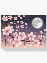 Diamantmaleri - Kirsebærblomster mod en månebelyst himmel