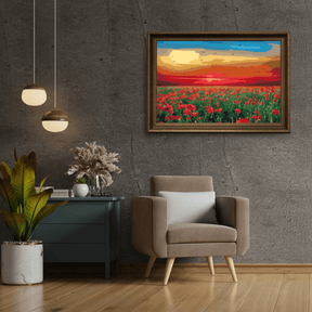 Diamantmaleri - Valmuemark ved solnedgang - SEOS Shop ®