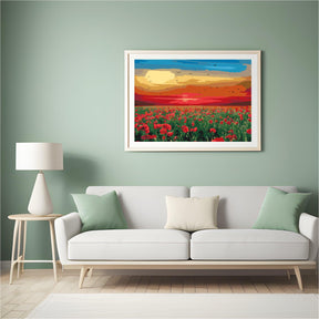 Diamantmaleri - Valmuemark ved solnedgang - SEOS Shop ®
