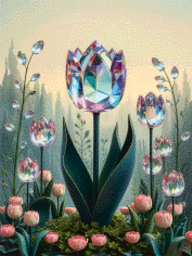 Diamantmaleri - Krystaltulipanblomst V1