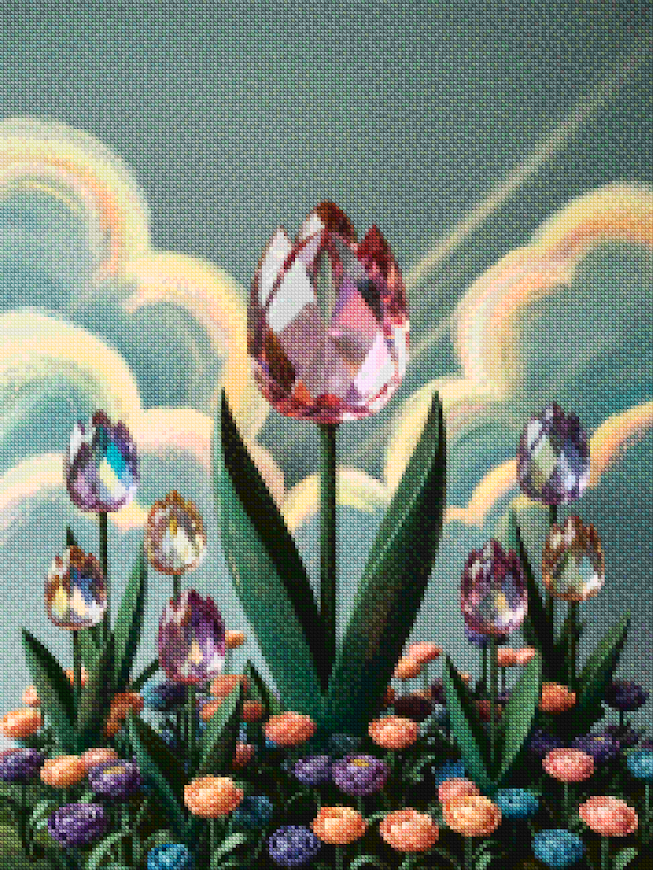 Diamantmaleri - Krystaltulipanblomst V2
