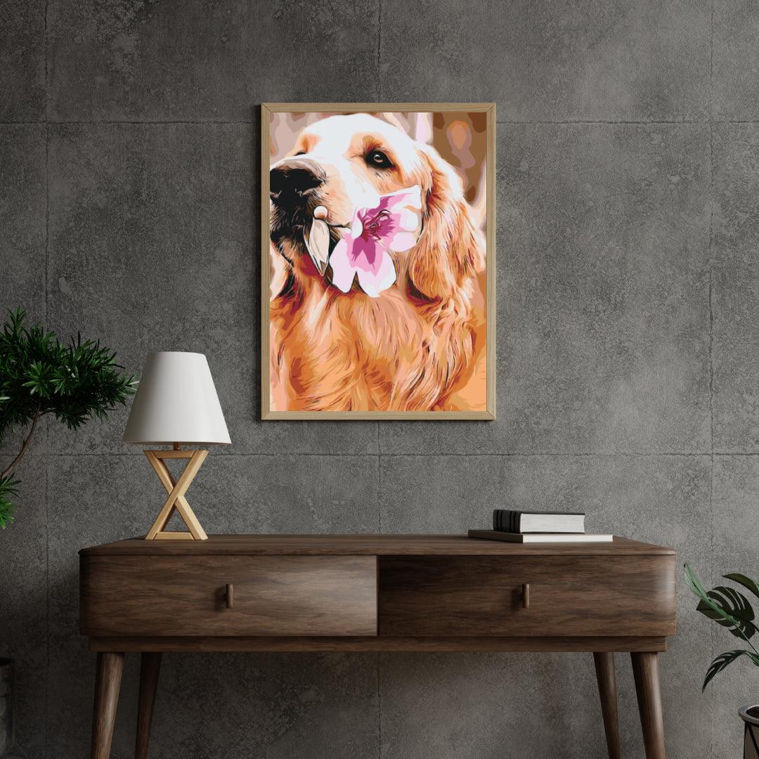 Diamantmaleri - Labrador med blomst - SEOS®