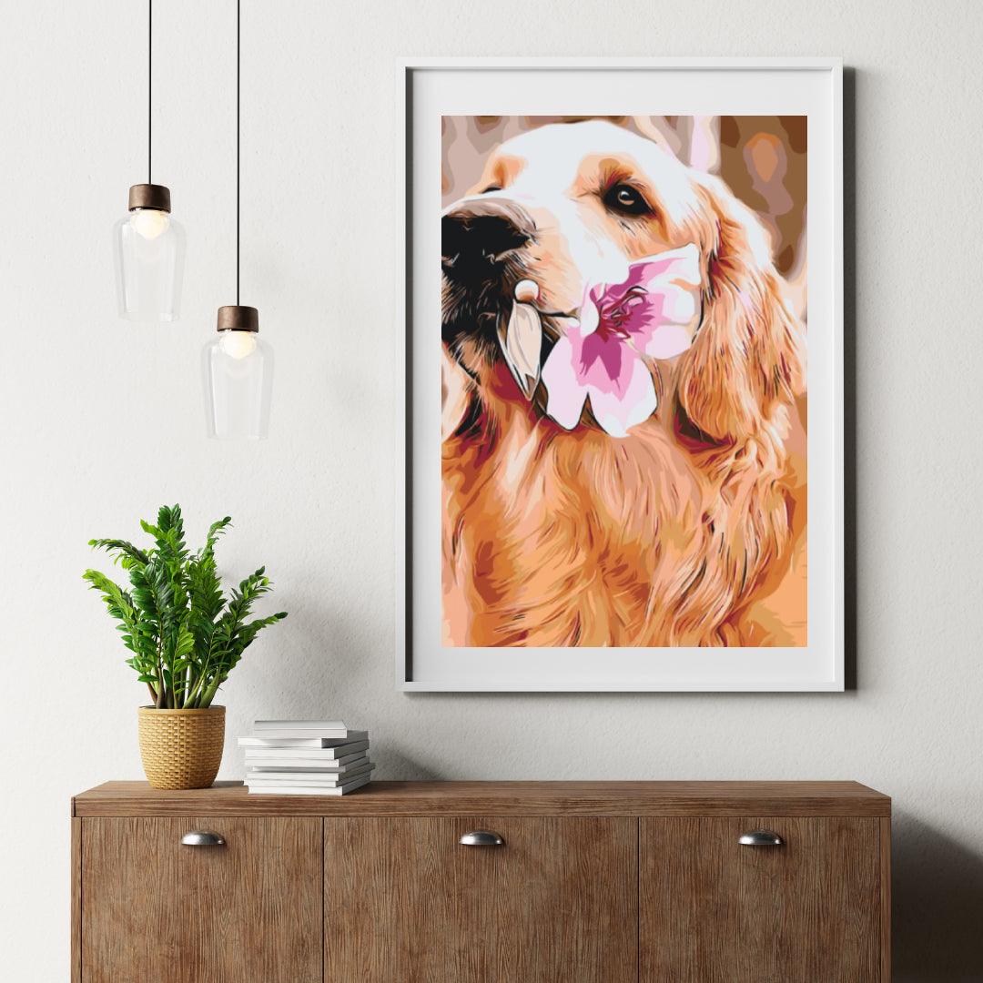 Diamantmaleri - Labrador med blomst - SEOS®