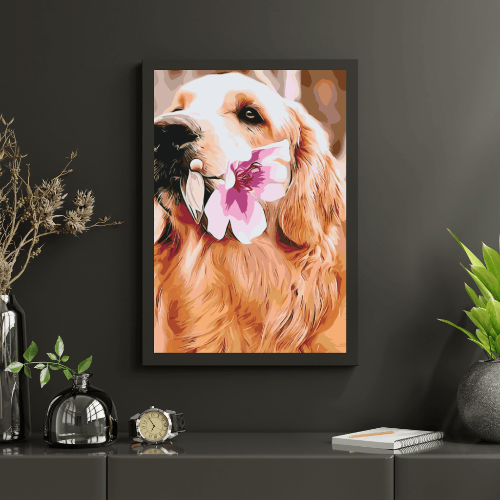 Diamantmaleri - Labrador med blomst - SEOS®