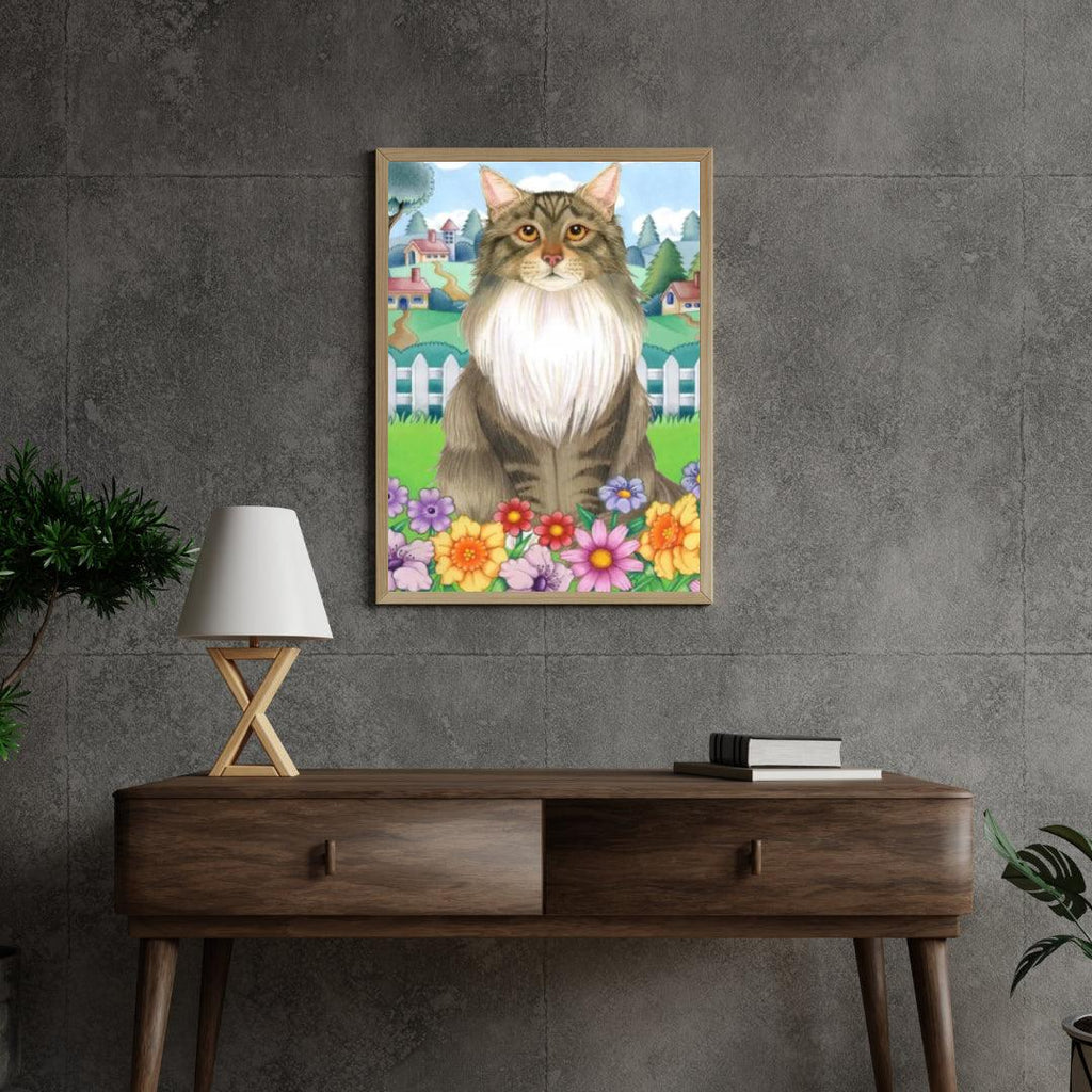 Diamantmaleri - Forårs Maine Coon