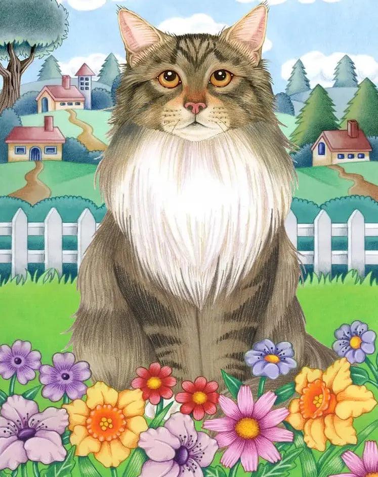 Diamantmaleri - Forårs Maine Coon