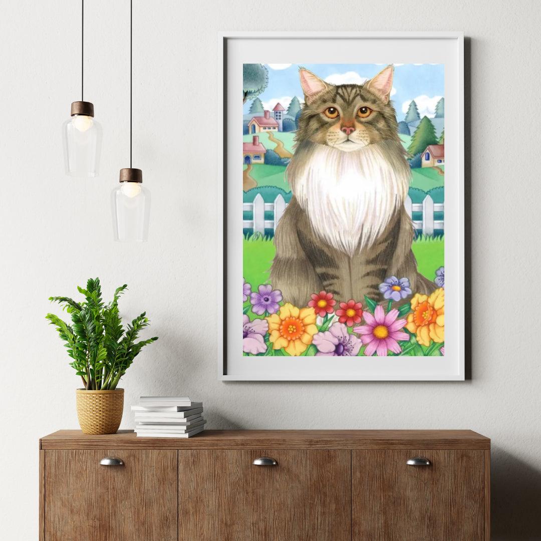 Diamantmaleri - Forårs Maine Coon