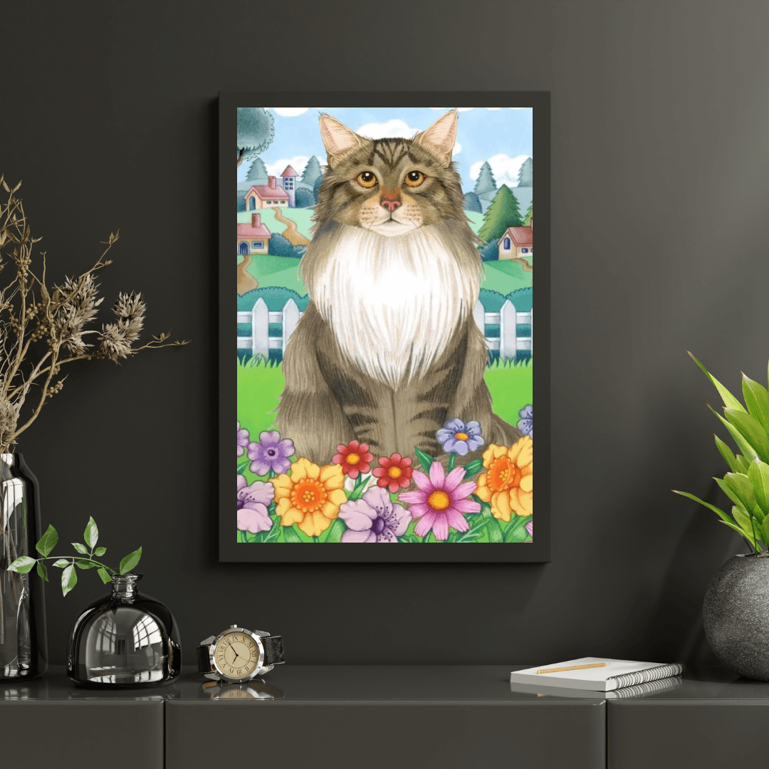 Diamantmaleri - Forårs Maine Coon