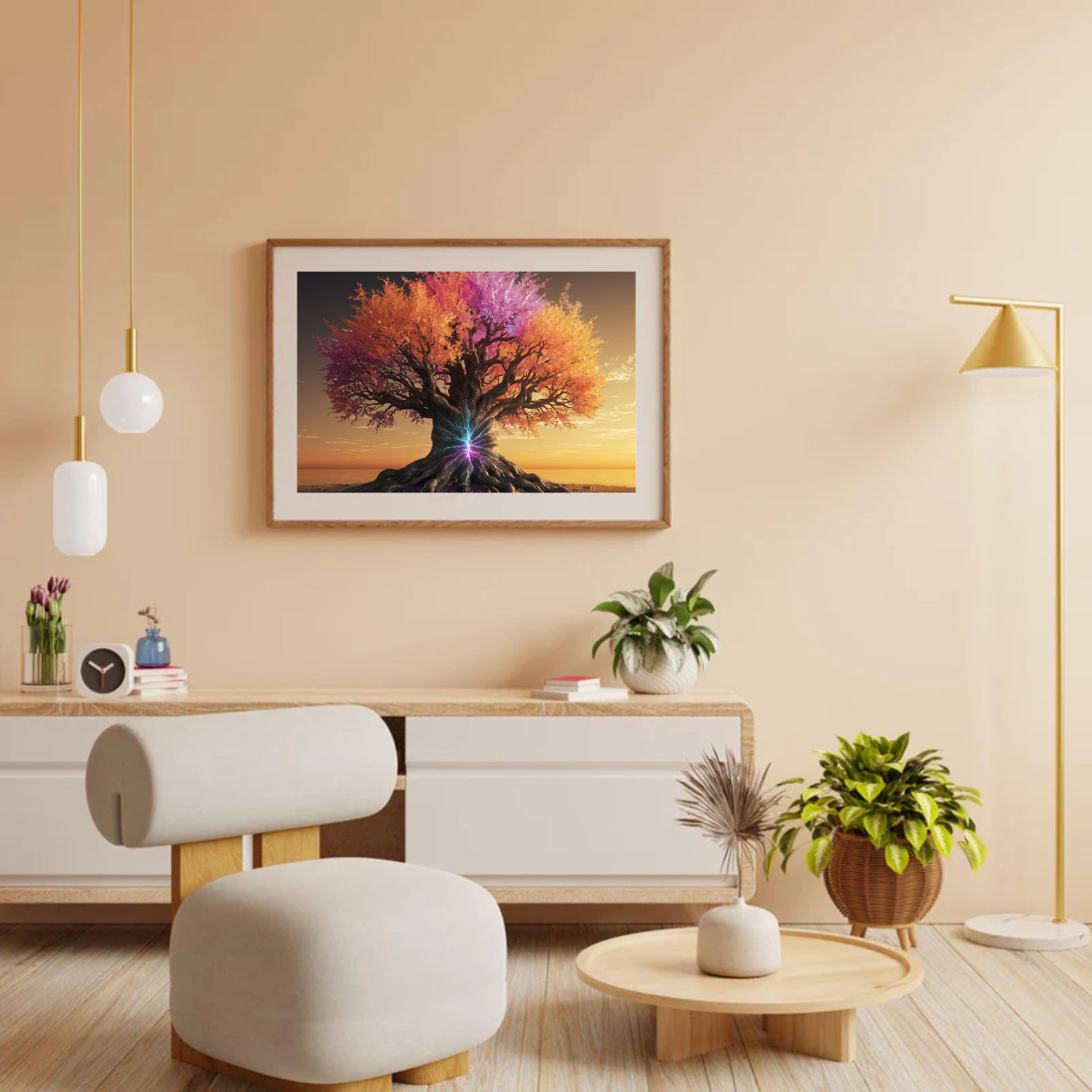 Diamantmaleri - Livets træ med farverige blade