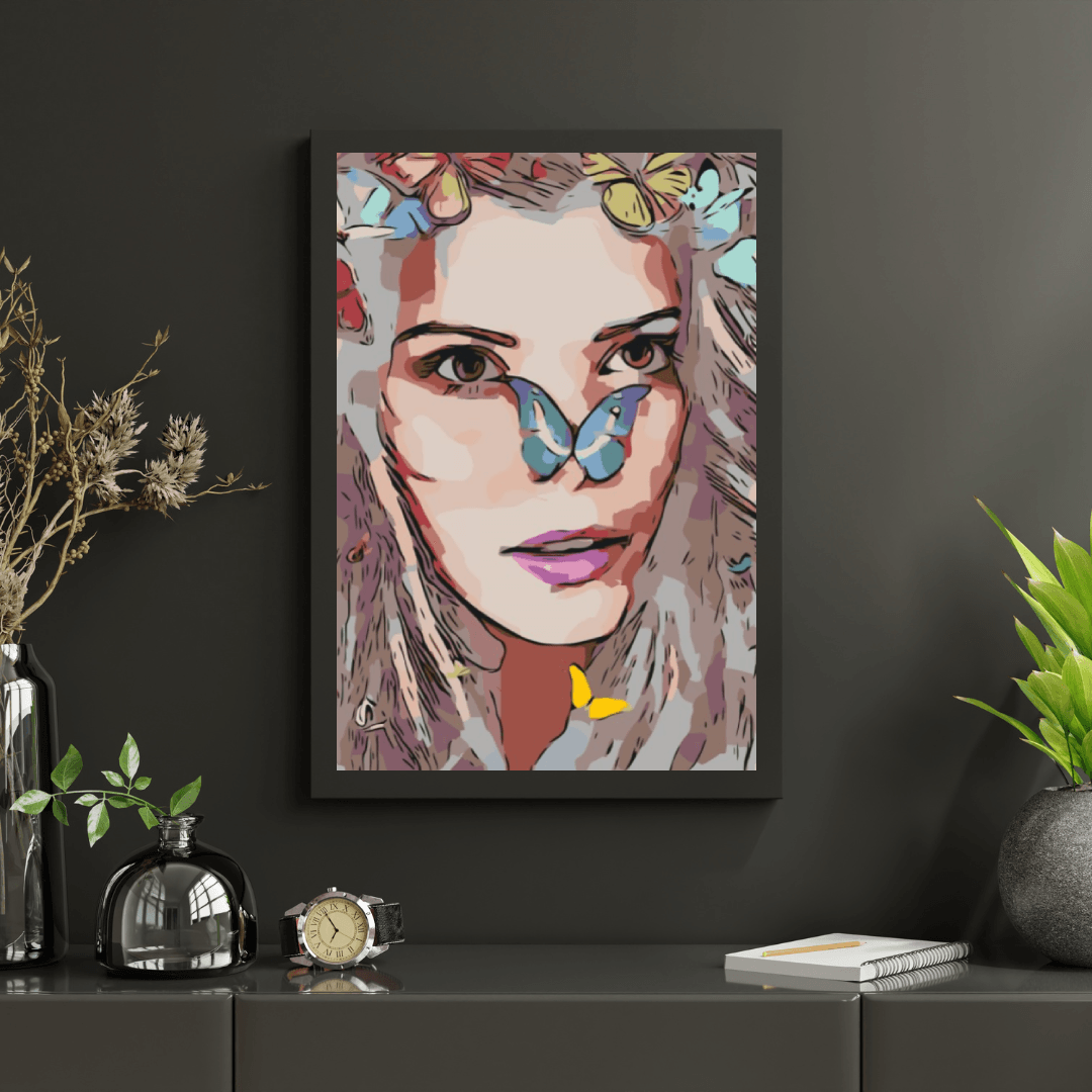 Diamantmaleri - Pige med sommerfugle - SEOS Shop ®