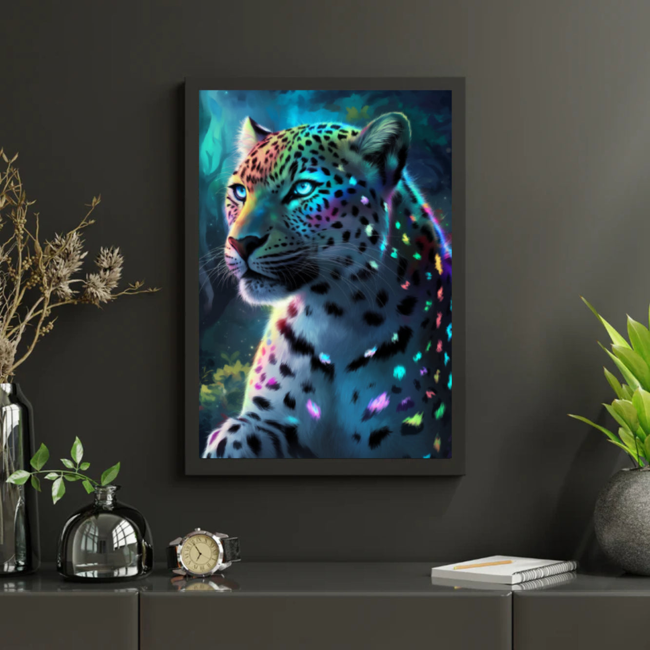 Diamantmaleri - Neon jungle leopard