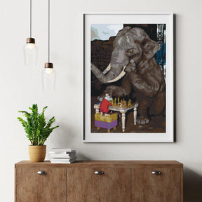 Diamantmaleri - Elefant og mus spiller skak - SEOS®