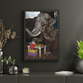 Diamantmaleri - Elefant og mus spiller skak - SEOS®