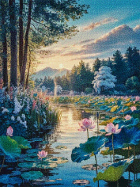 Diamantmaleri - Lotusdammens opvågnen