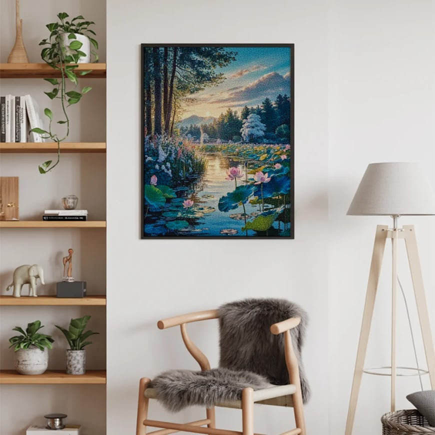 Diamantmaleri - Lotusdammens opvågnen