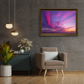 Diamantmaleri - Lilla og lyserøde skyer ved solnedgang