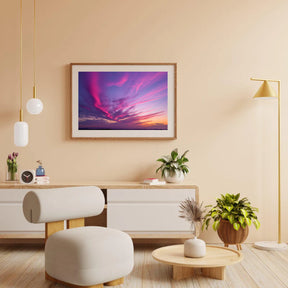 Diamantmaleri - Lilla og lyserøde skyer ved solnedgang