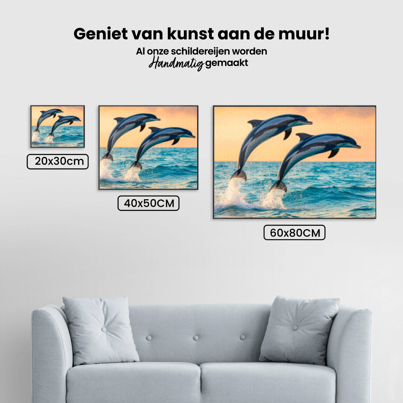 Diamantmaleri - Yndefuld delfinduo springer op af havet V1