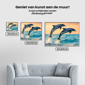 Diamantmaleri - Yndefuld delfinduo springer op af havet V1