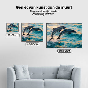 Diamantmaleri - Yndefuld delfinduo springer op af havet V2