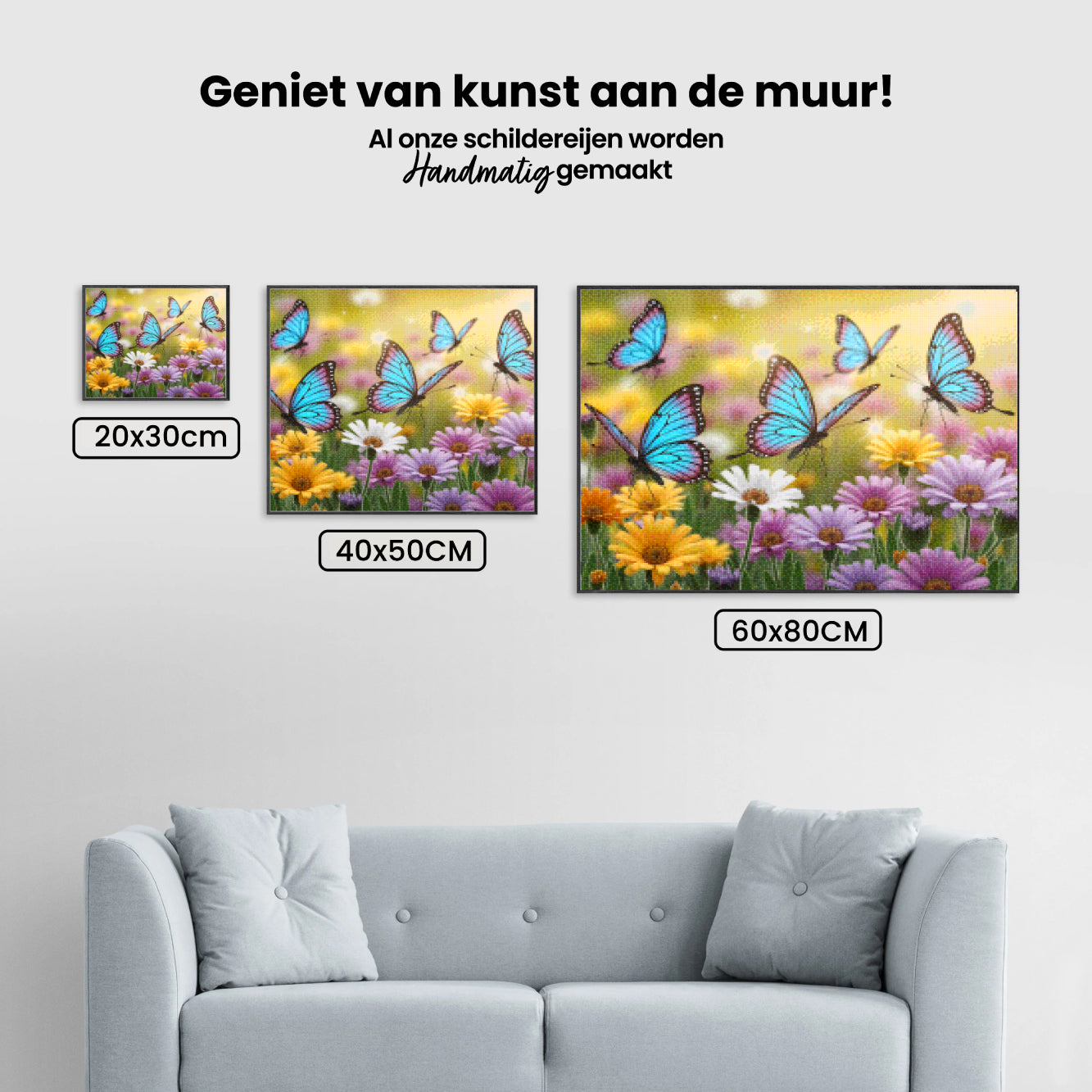 Diamantmaleri - Sommerfugle med glittervinger på blomster