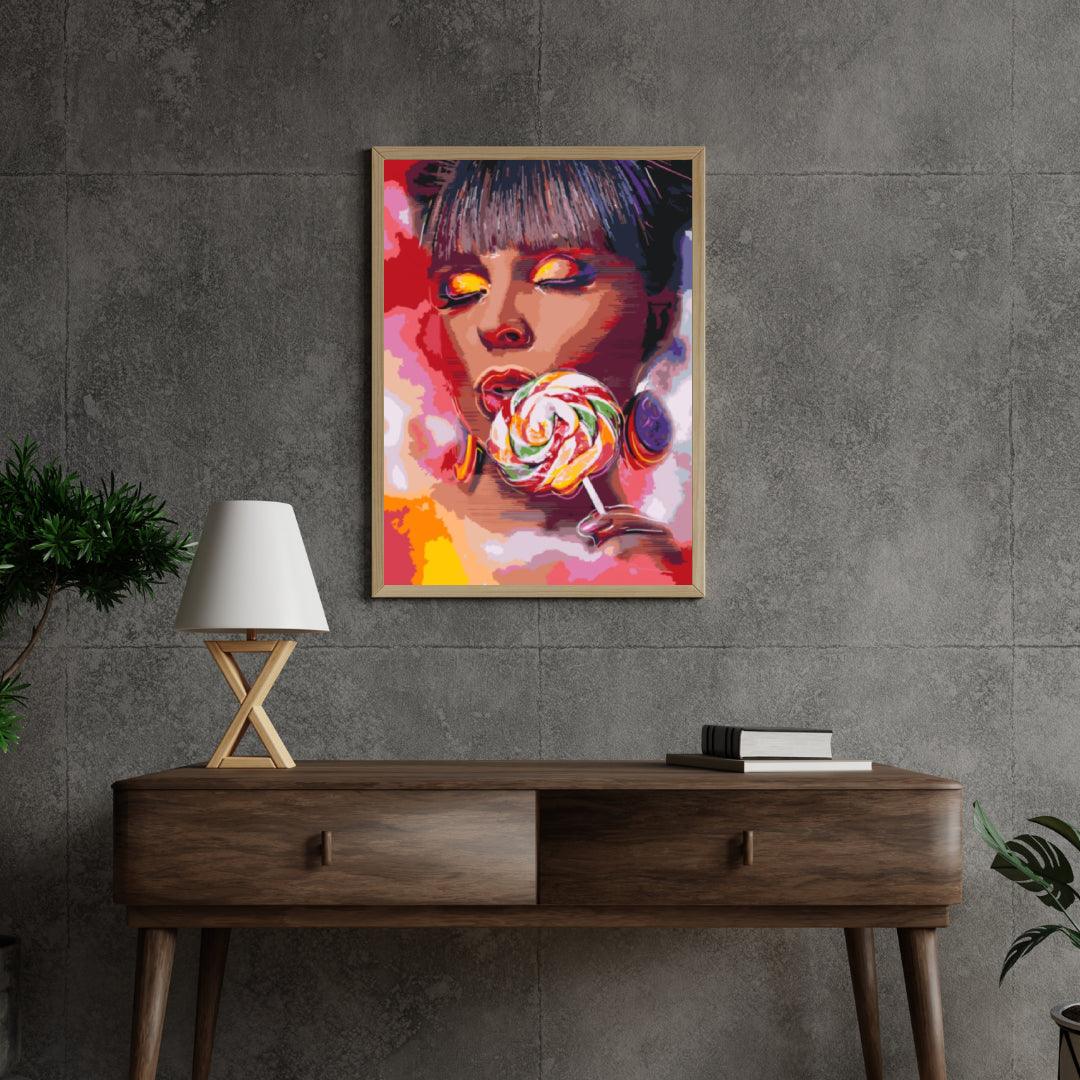 Diamantmaleri - Kvinde med en slikkepind - SEOS Shop ®