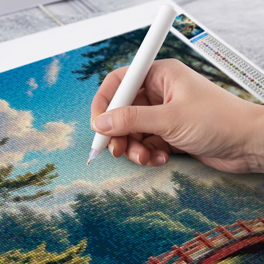 Diamantmaling - Snurrer sig over den røde bro