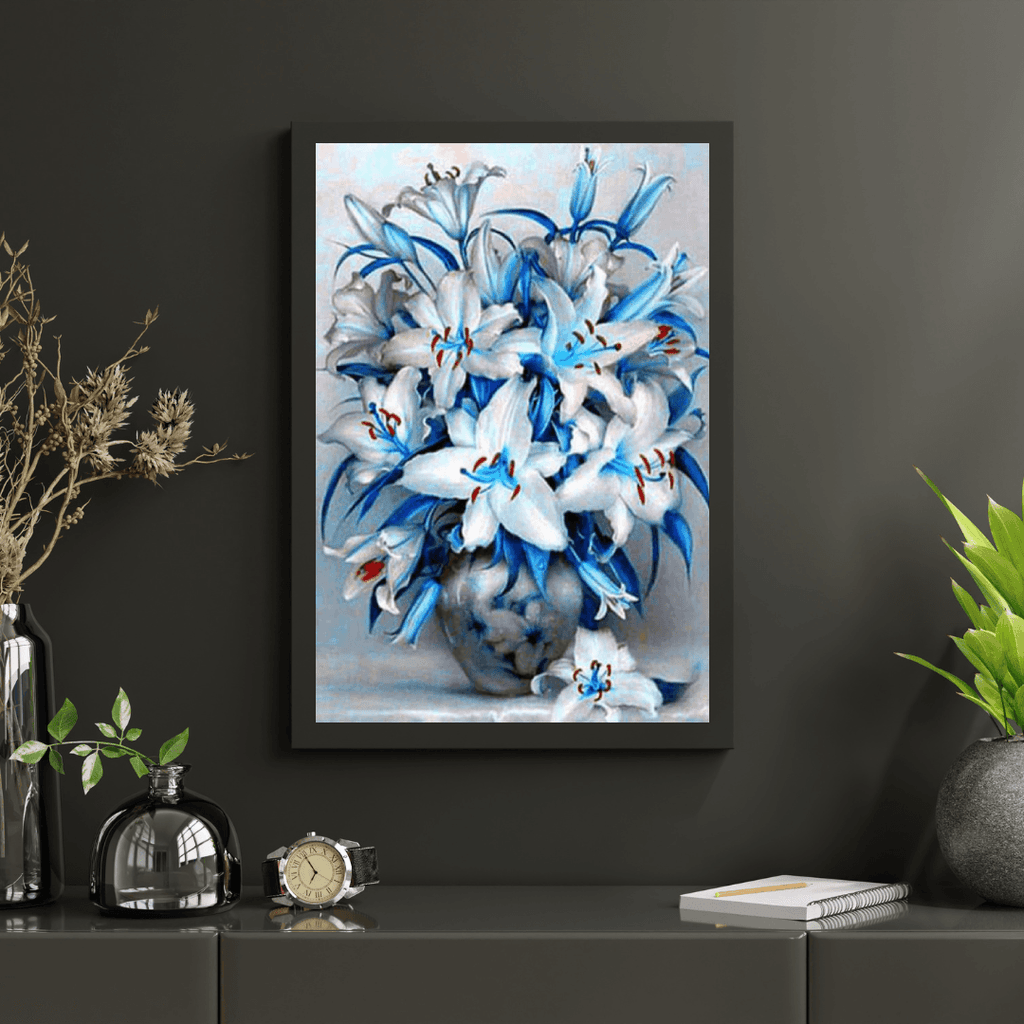 Diamantmaling Blå Blomster - SEOS Shop ®