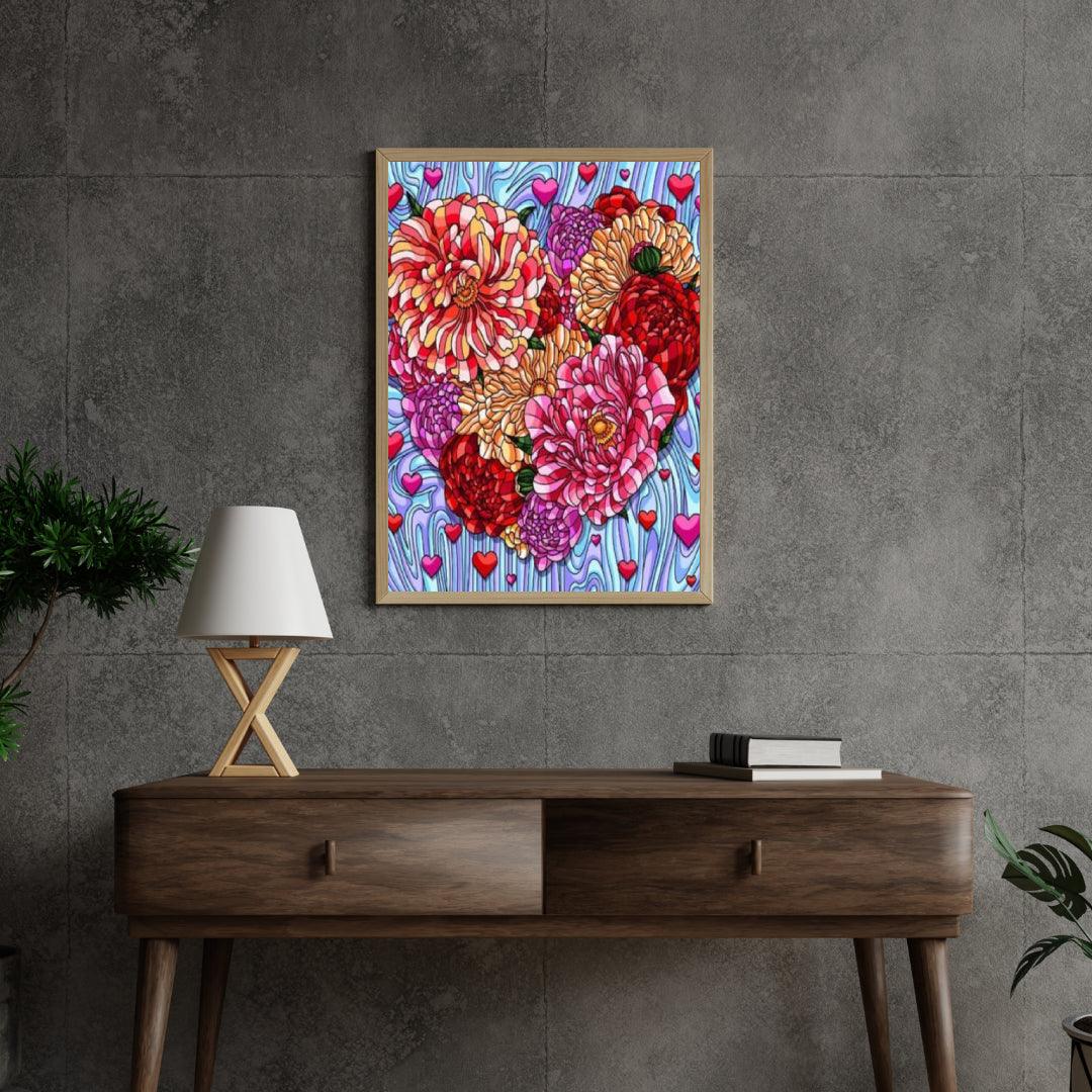 Diamantmaling Blomster Hjerte - SEOS Shop ®