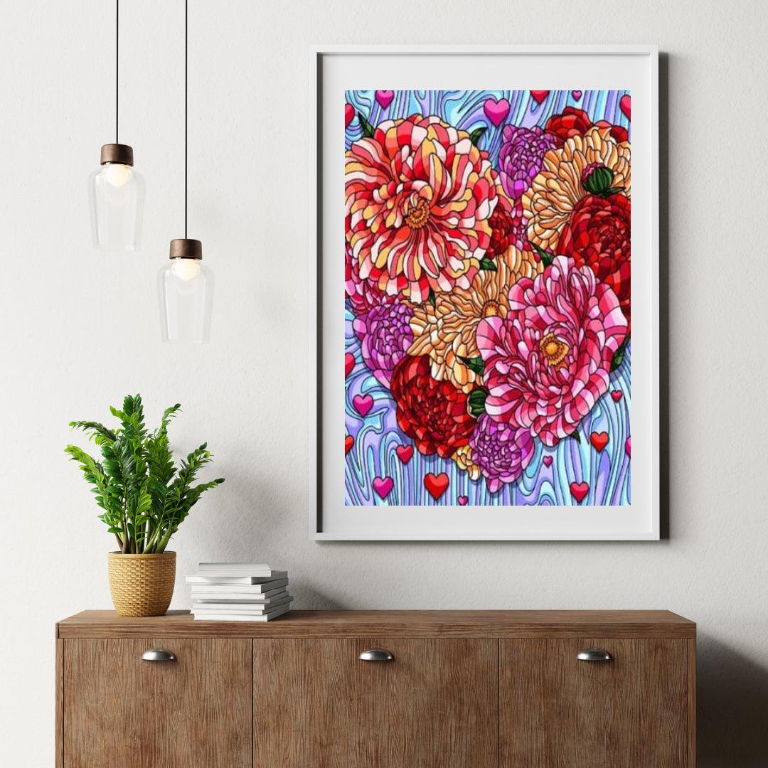 Diamantmaling Blomster Hjerte - SEOS Shop ®